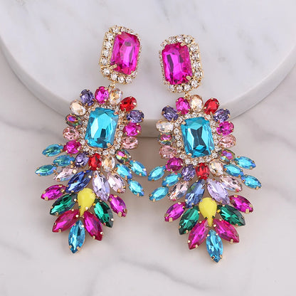 Jewellery   New Metal Rhinestone Geometric Earrings Home Party Fashion Dangle Earrings Women's Shining Statement Earrings Jewellery Wholesale