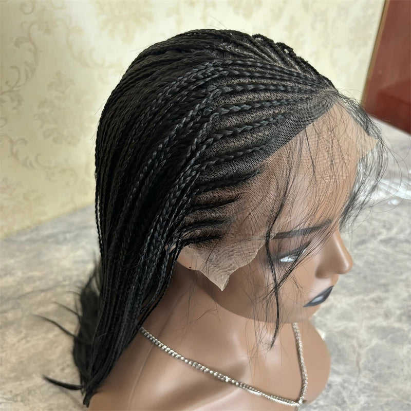 Crown & Glory Wigs New Synthetic Lace Frontal Wigs Box Braided Wigs Cornrow Braid Wig for Black Women Knotless Braids Party Wig Baby Hair Daily Use