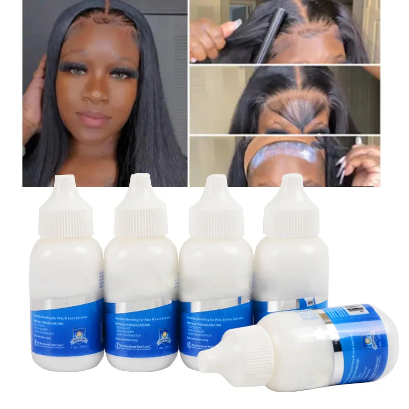 Style & Shine Hair  Lace Front Wig Glue For Wigs With Everything (Lace Tint Spray, Wig Glue, Remover, Hair Wax Stick, Melt Band With Puffs, Brush)