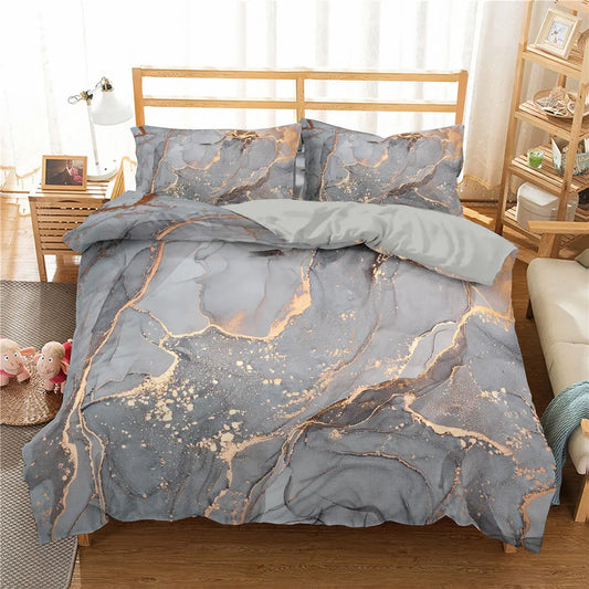 Bedroom   Marble Bedding Set King/Queen Size,Grey Gold Marble Duvet Cover Men Adults Modern Abstract Art Tie Dye Gothic Soft Quilt Cover