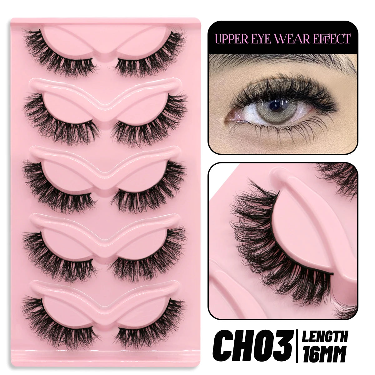 Makeup and face GROINNEYA Cat Eye Lashes Faux Mink Eyelashes Natural long Winged End Eye Elongated Eyelashes Faux Cils Eyelashes Extension