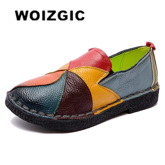 Woman shoes Ladies Women Mother Genuine Leather Shoes Flats Designer Loafers Moccasins Slip On Colorful Plus Size 41 42