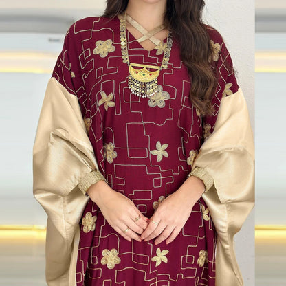 Muslim family   Ramadan Abaya Dubai Embroidery Turkey Islam Muslim Kaftan Dress Prayer Clothes Women Kebaya Caftan Marocain Robe Femme Musulmane