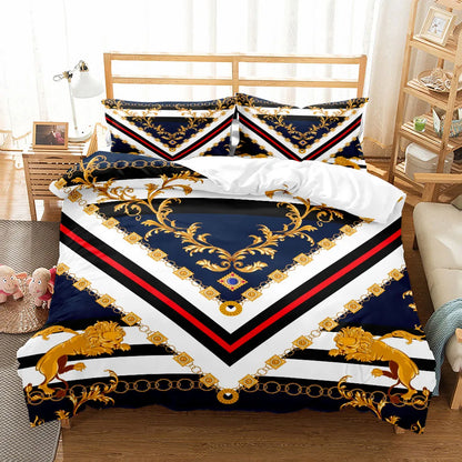 Bedroom  Seamless Chains Baroque Pattern  Bohemian Bedding Set Small Single Twin Double Queen King Cal King Size Bed Linen Set