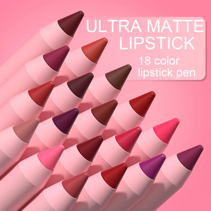 Makeup and Face 18-Colors Lipstick Pencil Waterproof Sexy Red Matte Contour Tint Lipstick Lasting