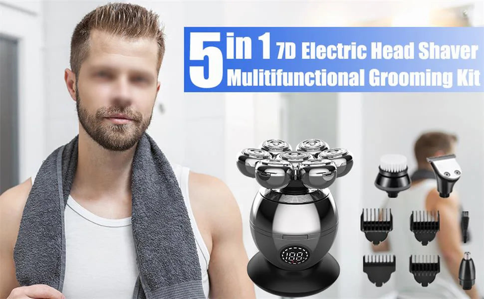 Bathroom  Electric Shaver 7D Floating Cutter Head Base Charging Portable Men Beard Trimmer Clipper Skull Shaver Waterproof Shaving