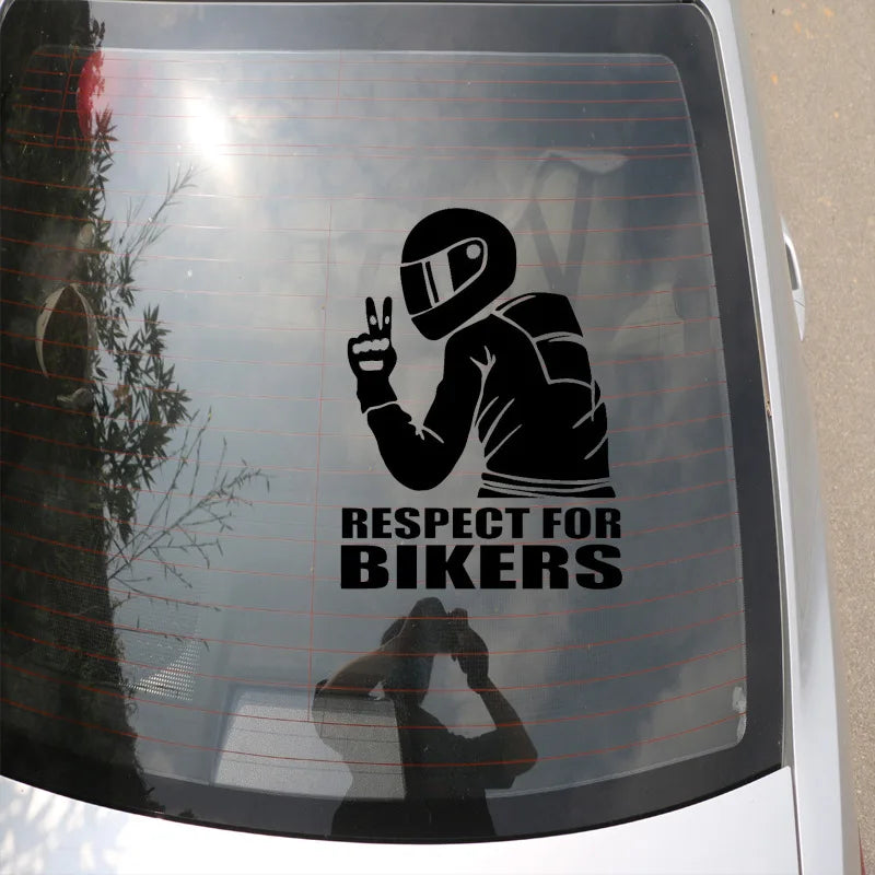 Car   RESPECT FOR BIKERS Car Motorcycle Sticker Reflective Laser Vinyl Decals Decoration Funny Stickers 15x11CM