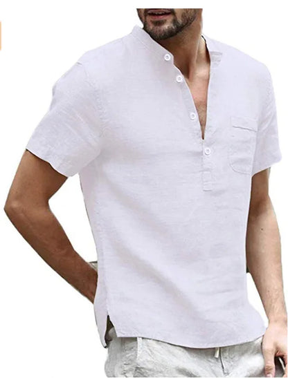 Men clothing   New Men Spring Cotton Linen Kimono Shirt Long Sleeve Solid Leisure Chinese Clothes Casual Stand Collar Shirts polo 2022 Running