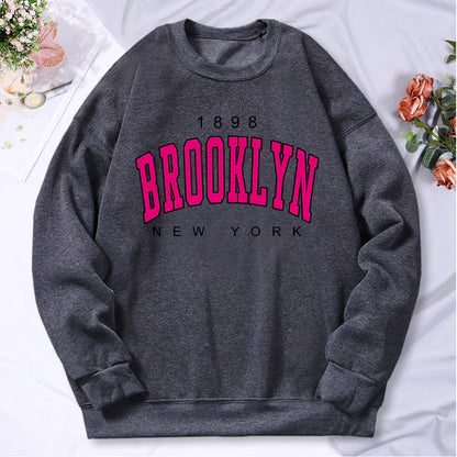 Woman clothing   Brooklyn New York Printing Tracksuit Women Classic Retro Fashion Hooded Fleece Warm Casual Clothes Loose Oversize Hoodies