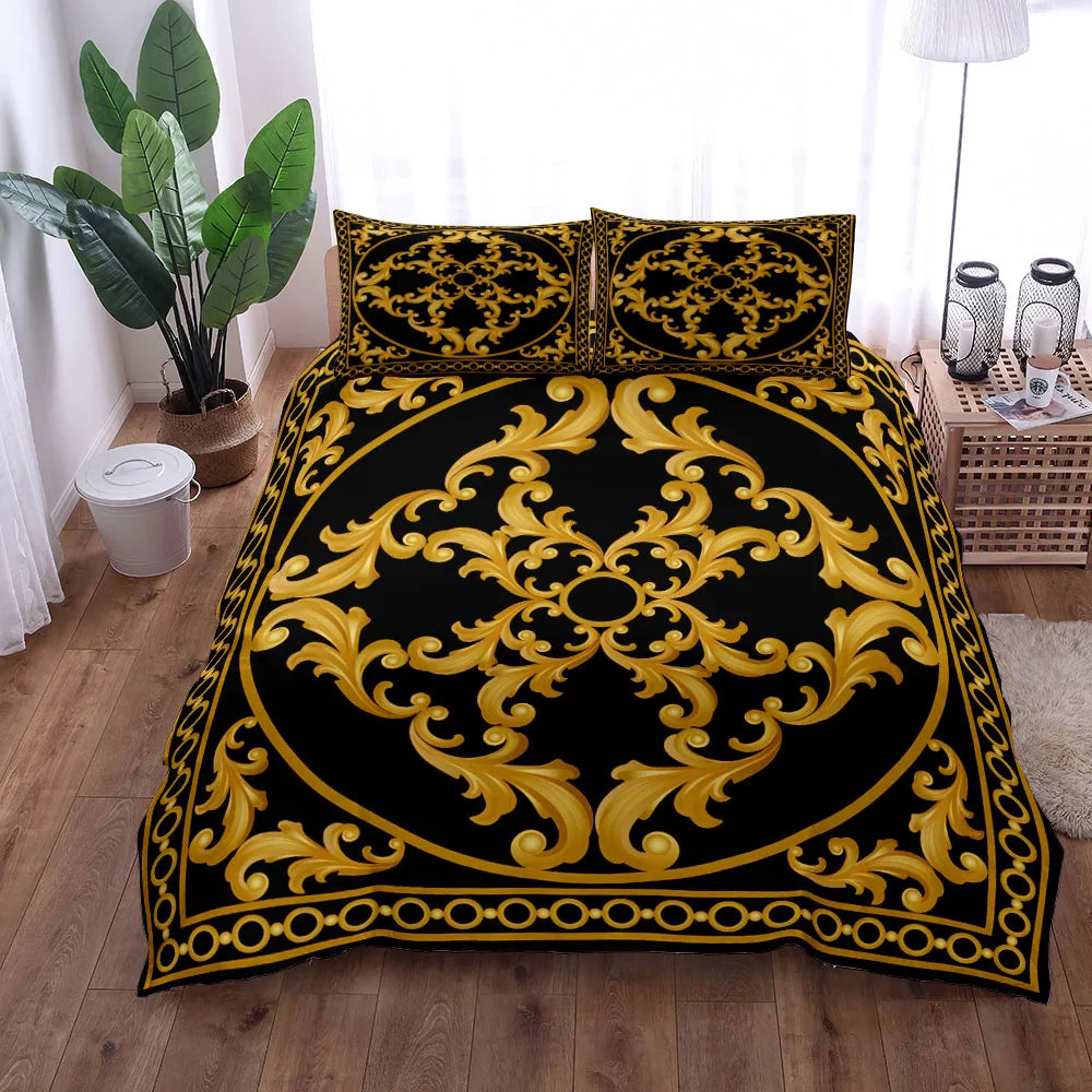 Bedroom  Seamless Chains Baroque Pattern  Bohemian Bedding Set Small Single Twin Double Queen King Cal King Size Bed Linen Set