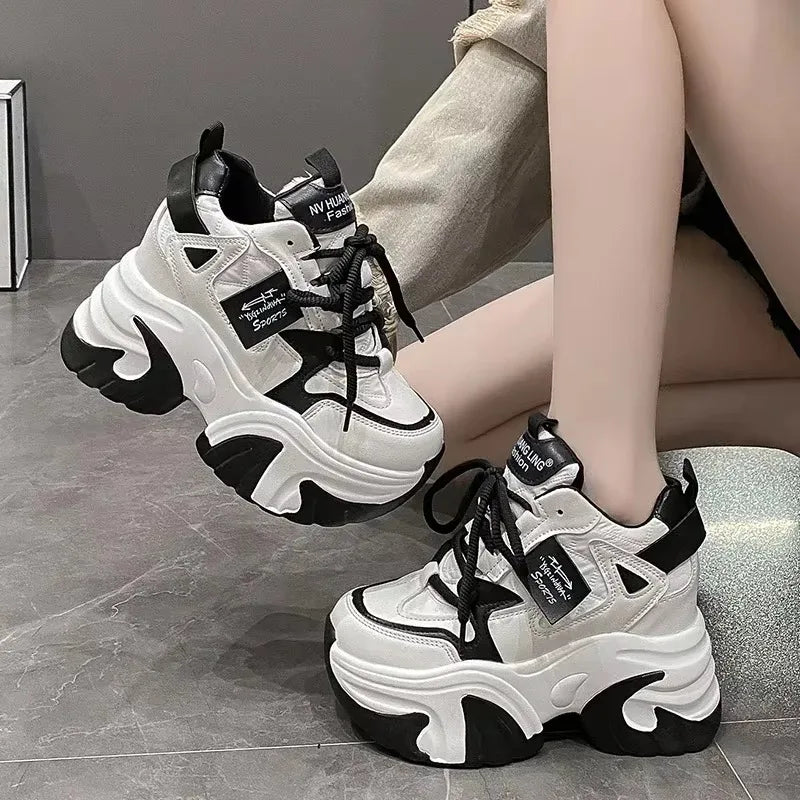 Woman shoes  High Platform Sneakers Women 2023 Thick Sole Sports Ladies Trainers Vulcanized Shoes Woman Chunky Sneakers Zapatillas Mujer 10CM