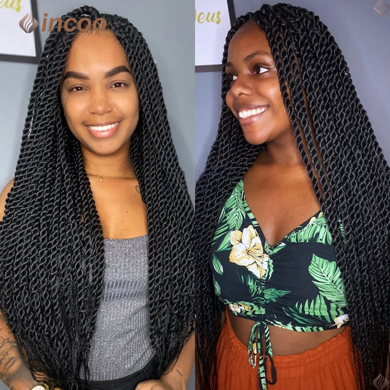 Crown & Glory Wigs  40" Twist Braids Lace Wig Synthetic Full Lace Front Braided Wigs For Black Women Knotless Box Twist Braid Wig Braided Wigs Cheap