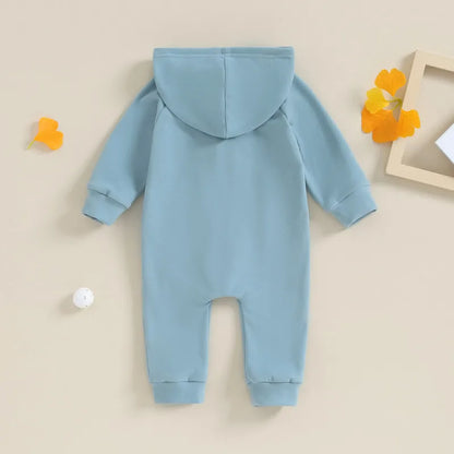 Boy clothing Newborn Baby Boy Hooded Romper Spring Autumn Clothes Solid Color Long Sleeve Zipper Jumpsuit for Kids Infant Baby Clothing