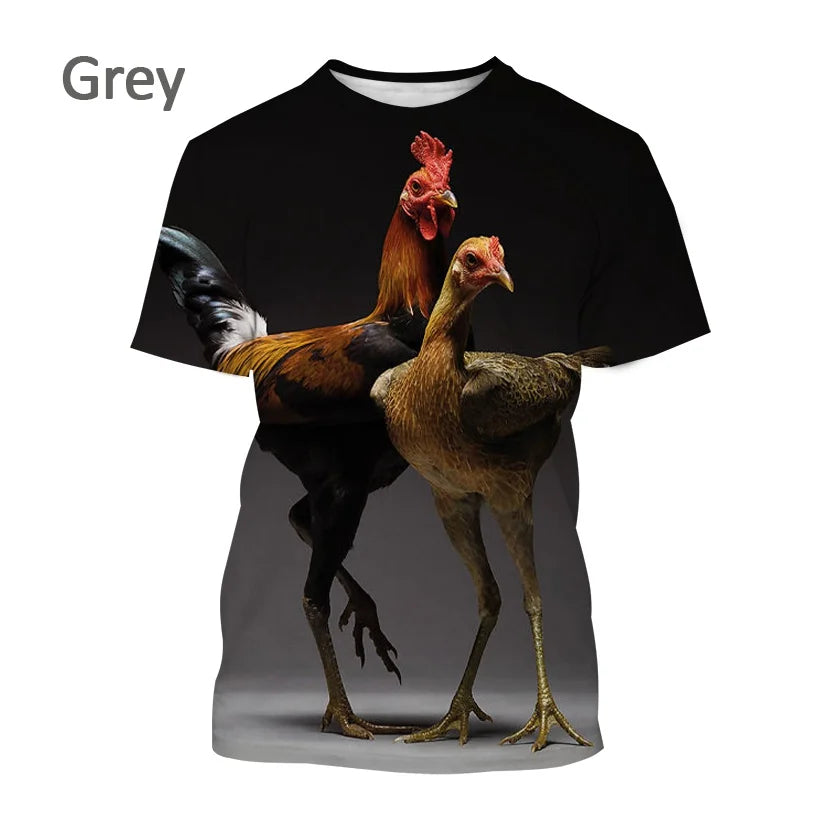 Men clothing Newly Sold 3D Printed Men's Short Sleeve Personality Fashion Casual Animal Color Rooster Print T-shirt