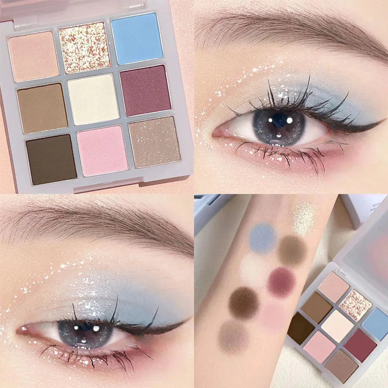 Makeup and face - 9-Color Eyeshadow Palette – Matte, Shimmer & Metallic Finishes