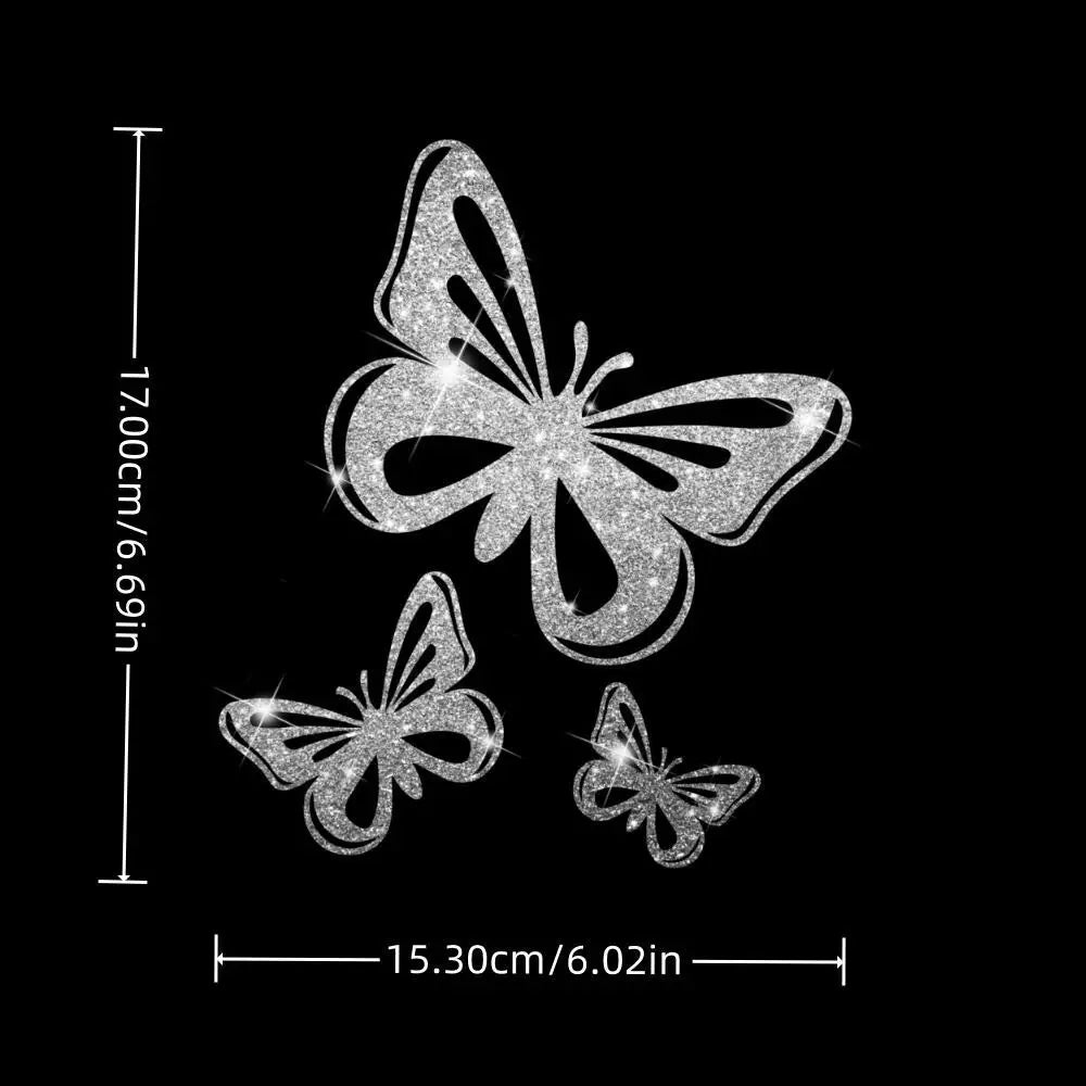 Car  3pcs/set Shining Stylish Butterfly Car Sticker Innovative imitation diamond sticker Shiny Cute Car Stickers Car Styling Cartoon