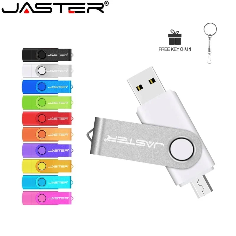 Laptop JADTER 2 IN 1 USB Flash Drive 128GB Key Chain Pen Drive 64GB Rotatable Memory Stick 32GB OTG for Phone U Disk Creative Gift 16GB