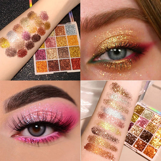 Makeup and face 16-color Eyeshadow Palette Shiny Gold Pearly Matte Glitter Eyeshadow