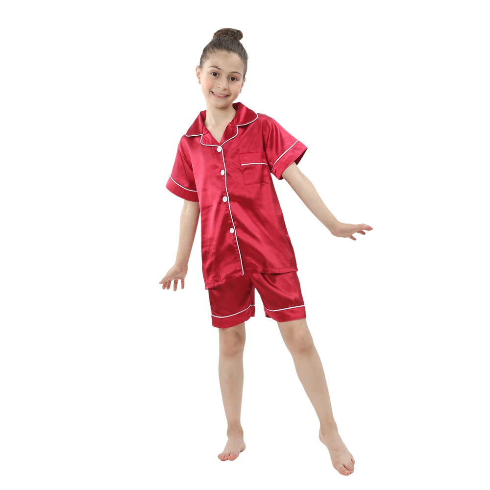 Girl clothing baby sleepwear kids pyjamas set teenager loungewear children home clothing boys silk satin pijamas girls nightgowns for party