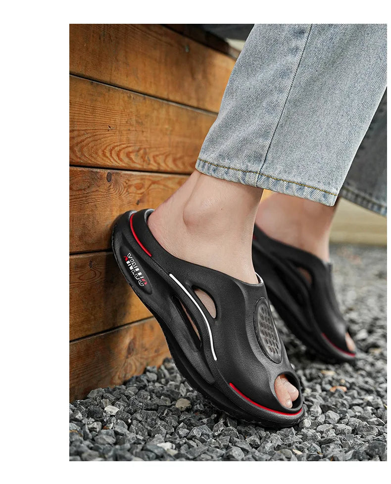 Men shoes Comwarm Men Clogs Slippers Mens Flat Sandals Summer Holes Garden Shoes   Beach Sandals EVA Thick Sole Home Slides Fashion