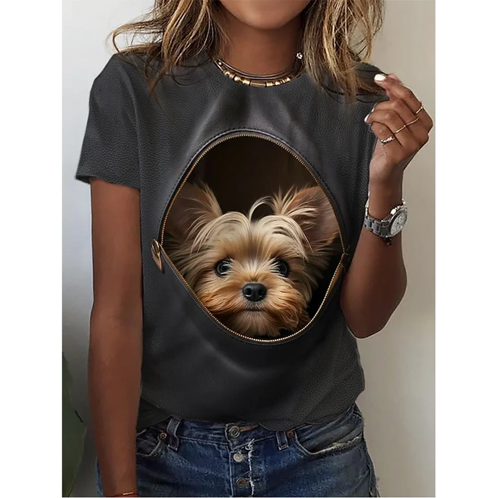 Woman clothing   3d Dogs Cat Print T Shirt Fashion Womens Tees Tops