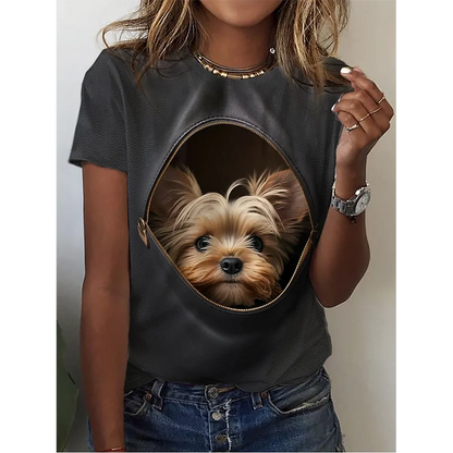 Woman clothing   3d Dogs Cat Print T Shirt Fashion Womens Tees Tops