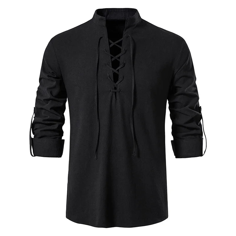 Men clothing   New Men Spring Cotton Linen Kimono Shirt Long Sleeve Solid Leisure Chinese Clothes Casual Stand Collar Shirts polo 2022 Running