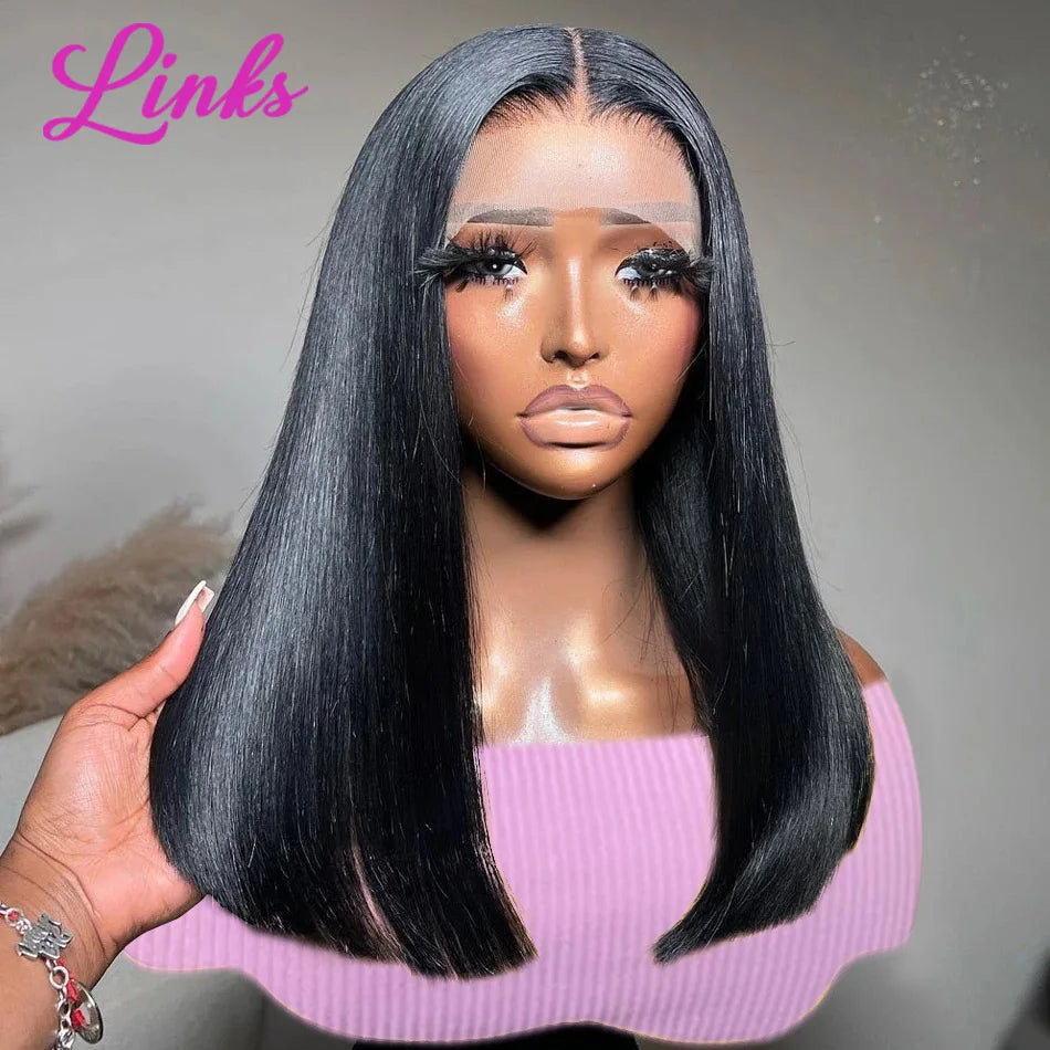 Crown & Glory Wigs   Links Short Bob Wigs Bone Strsaight 13x4 13x6 HD Lace Front Human Hair For Women 250% Brazilian 5x5 Lace Closure Wig Pre Plucked