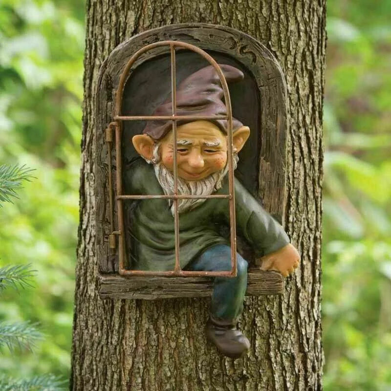 Outdoor Creative  Garden Statue Elf Go Out Tree Hug Suitable for Home Courtyard Porch Decoration Garden Decoration Outdoor Decor