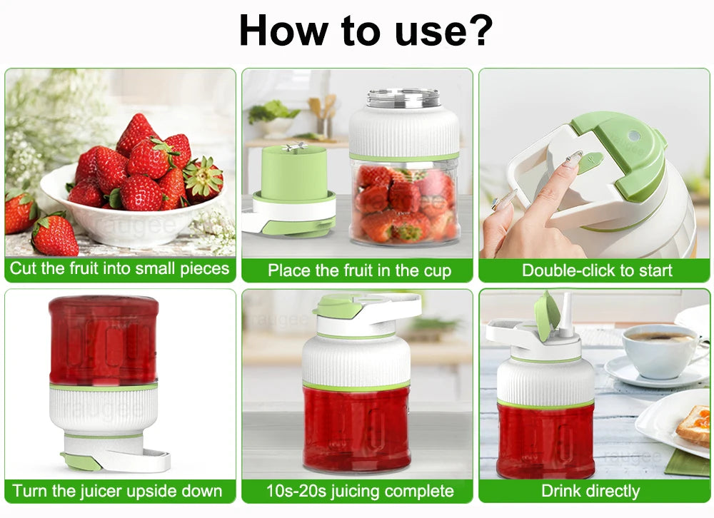 Kitchen Portable Blender Electric Fruit Juicer Smoothie Milkshake Maker USB Rechargerable Fruit Blender 500ML/1000ML/1500ML