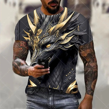 Men clothing Dragon Pattern Men's T-shirt