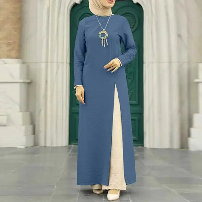 Muslim family   Abayas for Women, Long Sleeve, High Split Hems Robe, Elegant Women's Dress, Ice Silk, Wrinkle, Fashion, 2021