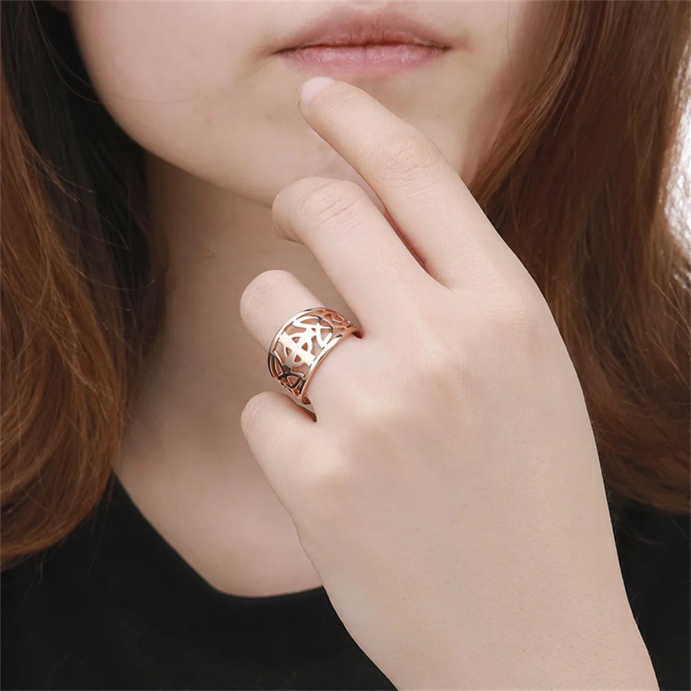 Jewellery   My Shape Celtic Knot Cross Rings for Women Christian Finger Ring Stainless Steel Gold Color Religious Amulet Jewelry Fashion