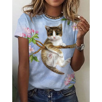 Woman clothing   3d Dogs Cat Print T Shirt Fashion Womens Tees Tops