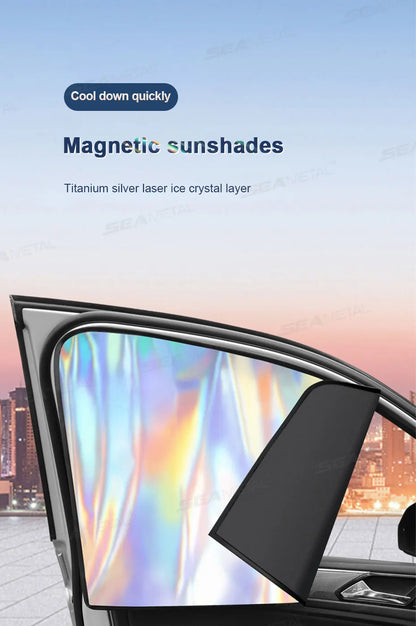 Car   SEAMETAL 2Pcs Magnetic Car Sun Shade Side Window Curtains UV Reflection Car Sun Protection Cover Anti Glare Auto Privacy Curtain