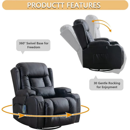 Living Room Reclining Sofas Manual Recliner Chair 360° Swivel Rocker Recliner Chair Lounge Chair