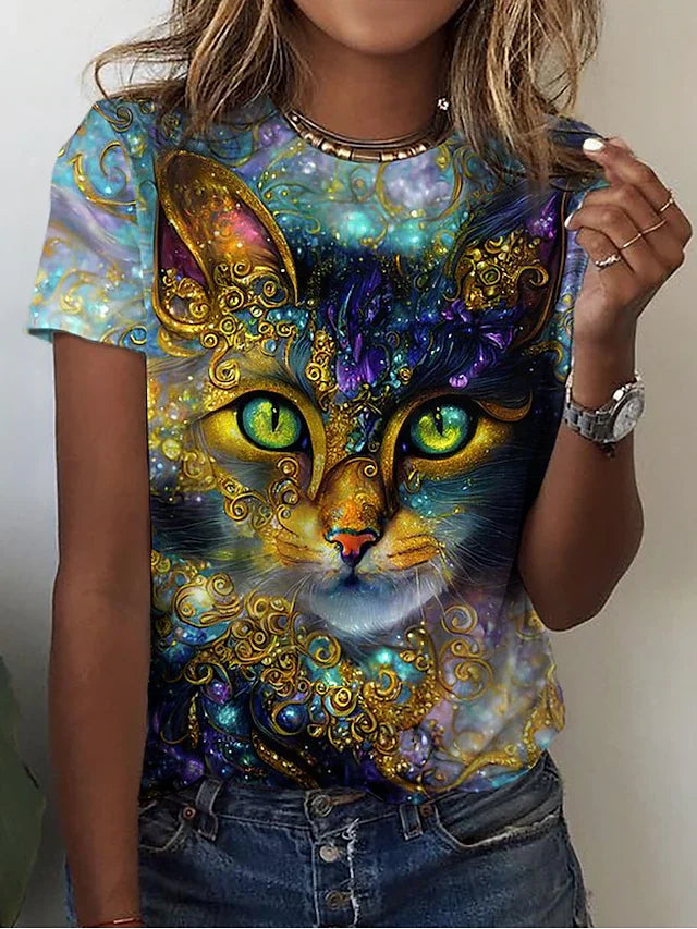 Woman clothing   3d Dogs Cat Print T Shirt Fashion Womens Tees Tops