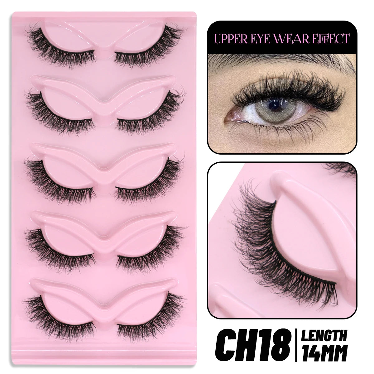 Makeup and face GROINNEYA Cat Eye Lashes Faux Mink Eyelashes Natural long Winged End Eye Elongated Eyelashes Faux Cils Eyelashes Extension