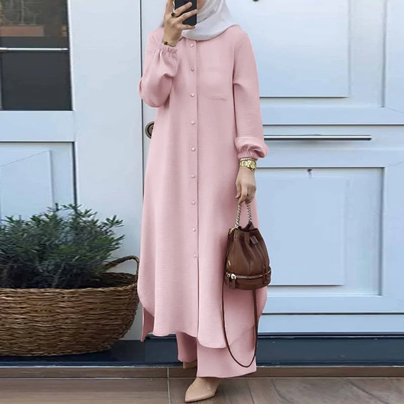 Muslim Family  Dress Solid Colour Dubai Turkish Muslim Abaya Islamic Jalabiya Dresses Women Ramadan Eid Abayas Caftan Kaftan Elegant Vestidos