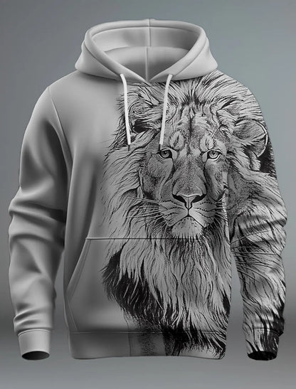 Men clothing  Graphic Lion Men's Fashion 3D Print Hoodie Streetwear Hoodies Long Sleeve