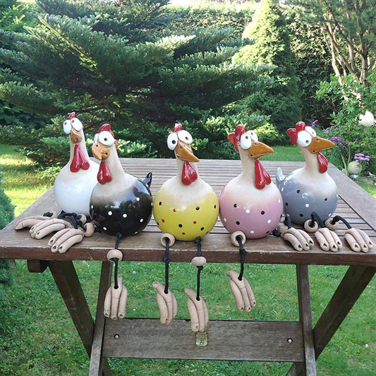 Outdoor  Big-eyed Chicken Creative Sculptures Garden Supplies Long Feet Craft Handicraft Waterproof Perfect Gifts for Outdoor Indoor Yard