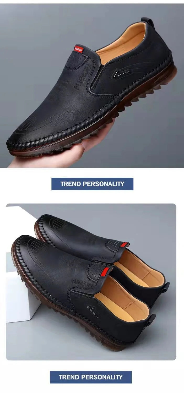 Men shoes Leather Men Breathable Driving Shoes Luxury Brands Formal Men Loafers Moccasins Italian Male Lazy Shoes Black Plus Size 39-44