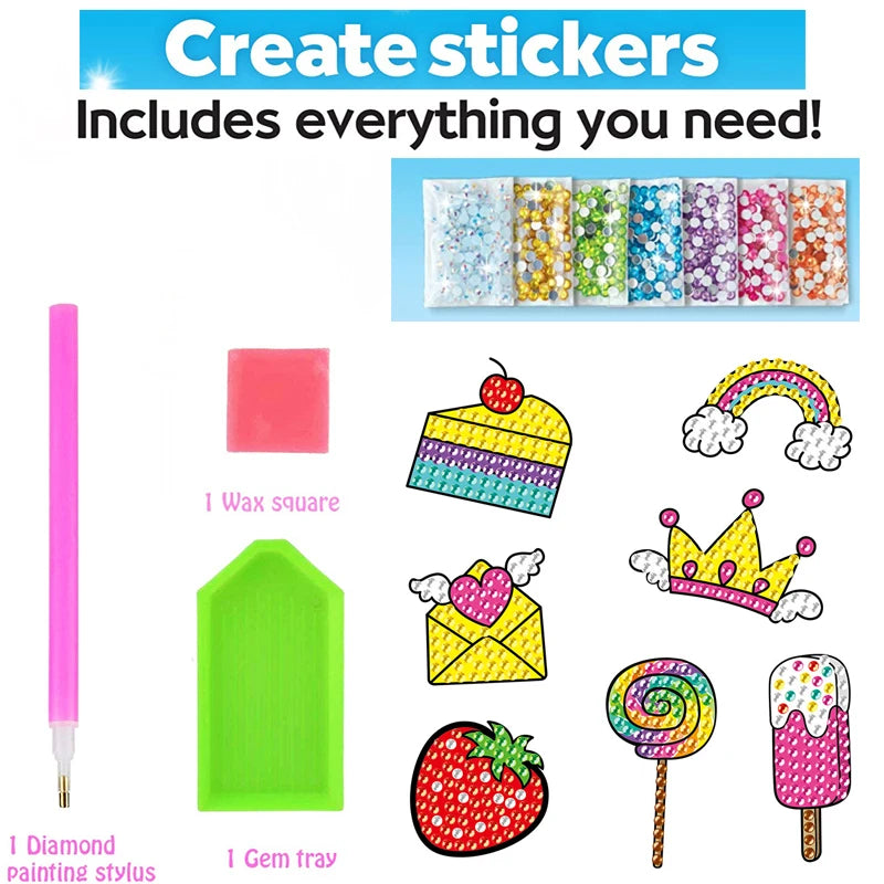 Toys 12 Create Big Gem Diamond Painting Sticker Kit Art Craft Girls Boys Unicorn Animal Sealife Magical Mosaic Dot Sticky Toys Gifts