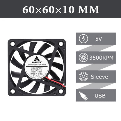 Laptop 2 Pcs Gdstime 60mm 5V 12V 24V Volt 6cm 60x60x10mm Cooling Fan 6010 For Computer PC CPU Cooler USB 2PIN 3PIN Ball  Brushless Fan