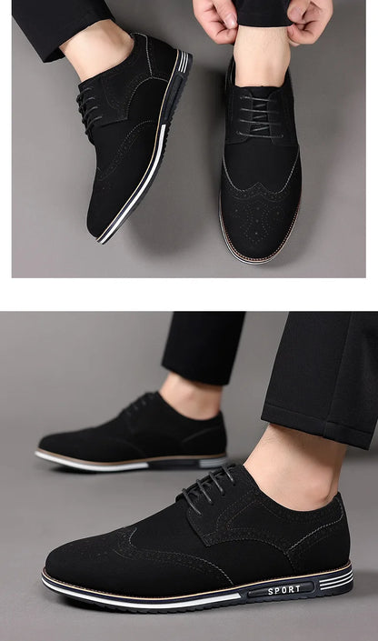 Men shoes Faux Suede Shoe Lace Up Black Oxford Shoe for Men Flat New Fashion Sneaker Man Autumn Breathable Comfortable Casual Men Shoe