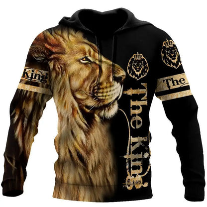 Men clothing  lion, wolf Hoodies White Tiger Sweatshirt Unisex Zip Pullover Casual Jacket