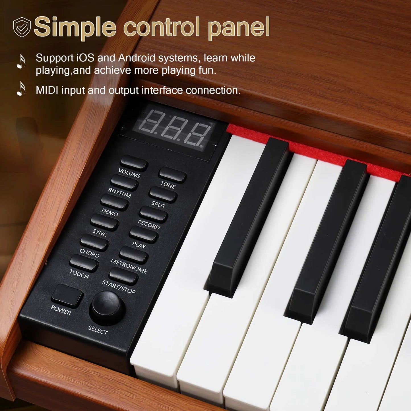 Toys GPP-107 88 Key Full Size Semi-Weighted Standard Keyboards Wooden Digital Piano