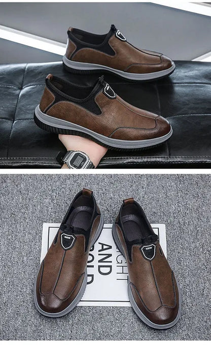 Men Shoes Leather Original Sewing Shoes New Men's Casual Leather Shoes Breathable Platform Loafers for Men 2023