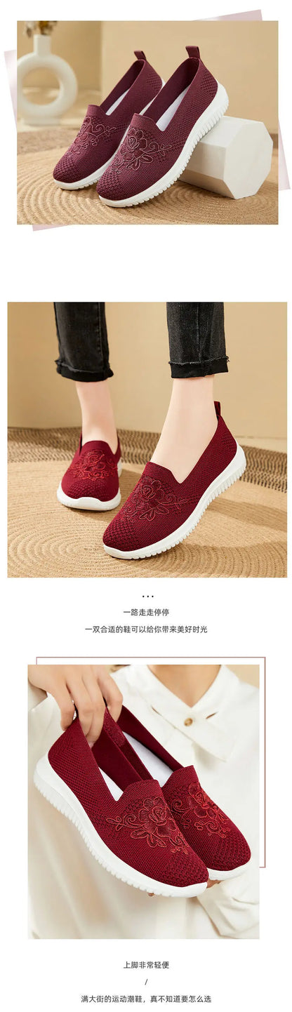 Woman shoes Summer Mesh Knitting Sneakers Women Breathable 2023 Shoes Non-slip Ladies Casual Nurse Office Shoes Ballet Flats