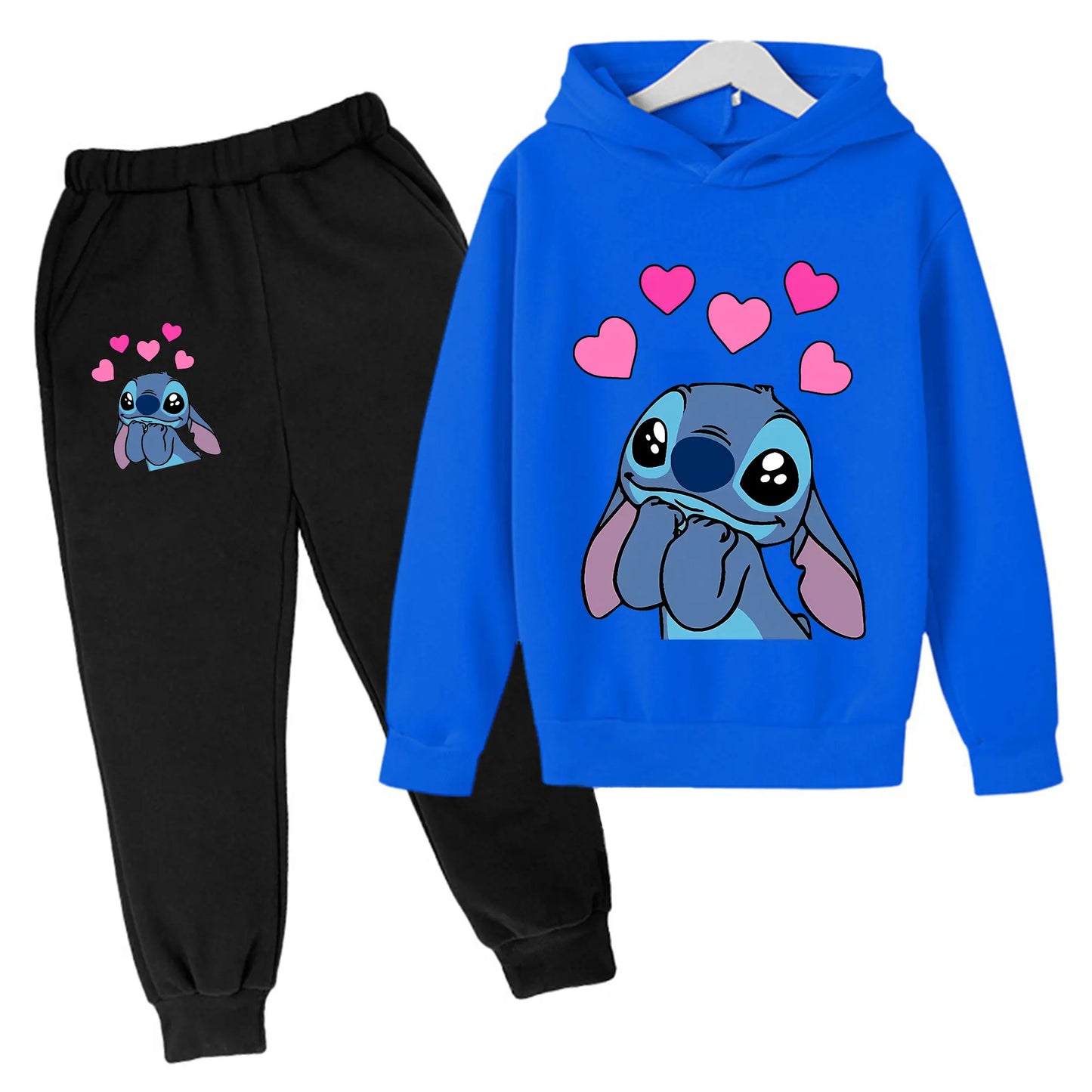 Girl clothing  Girls Clothes Stitch Hoodies Sweatshirts Children's Clothing Sets Child Girl Tops + Pants 2 Pcs Suits Kids Boys Tracksuits Set